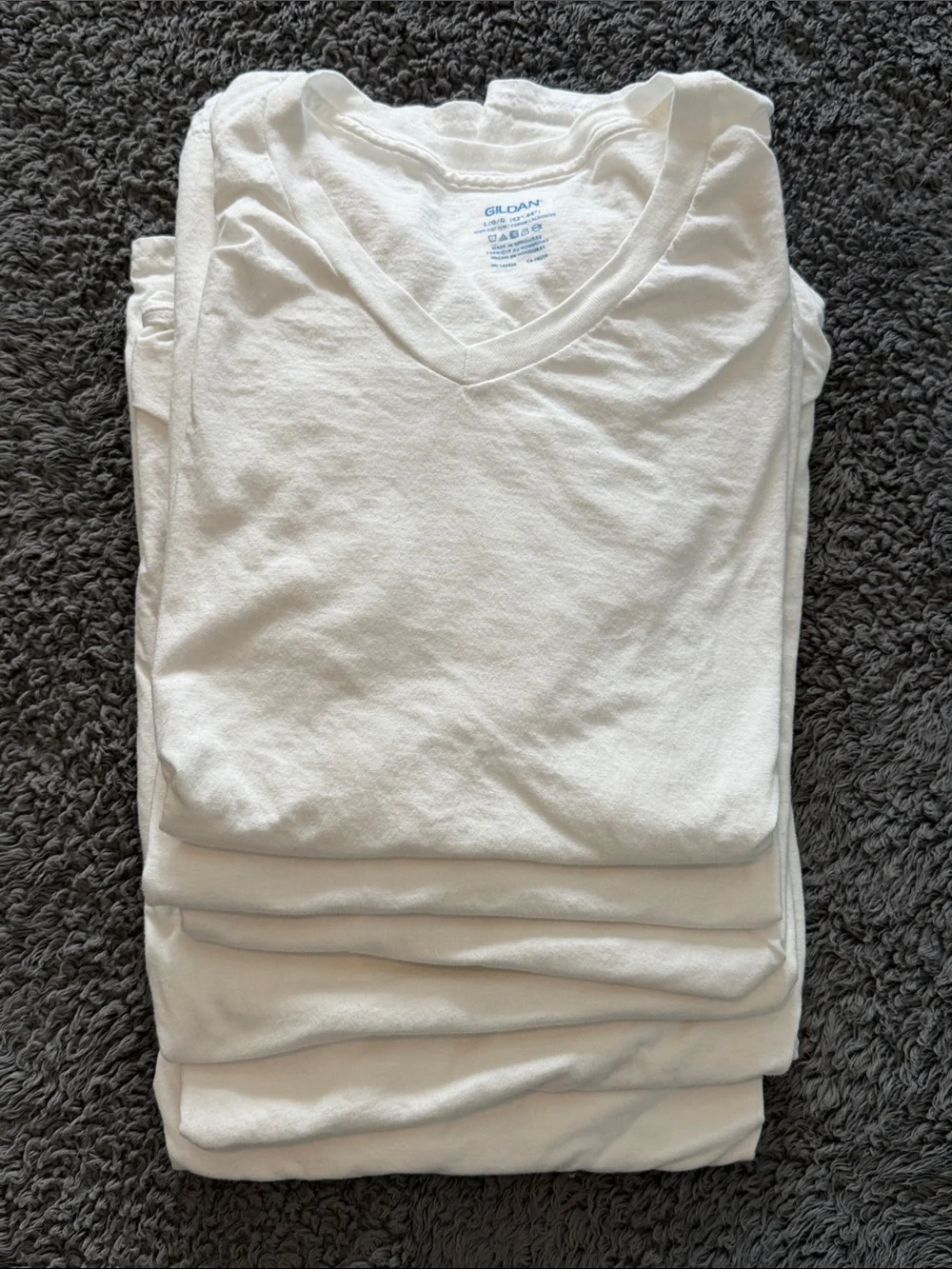 Gildan White V-Neck Undershirt Tees (set of 6)